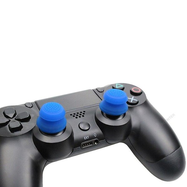 2 st silikon analog grepp tumspak extra skydd höga förbättringar tumspakar för PS4 Pro Slim-kontroller Blue