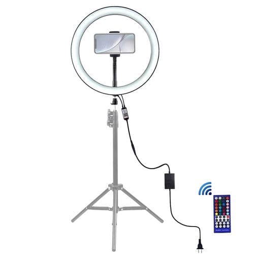 [LCS] 9-tommers ringlys med telefonholder, 8 lysmoduser, RGB