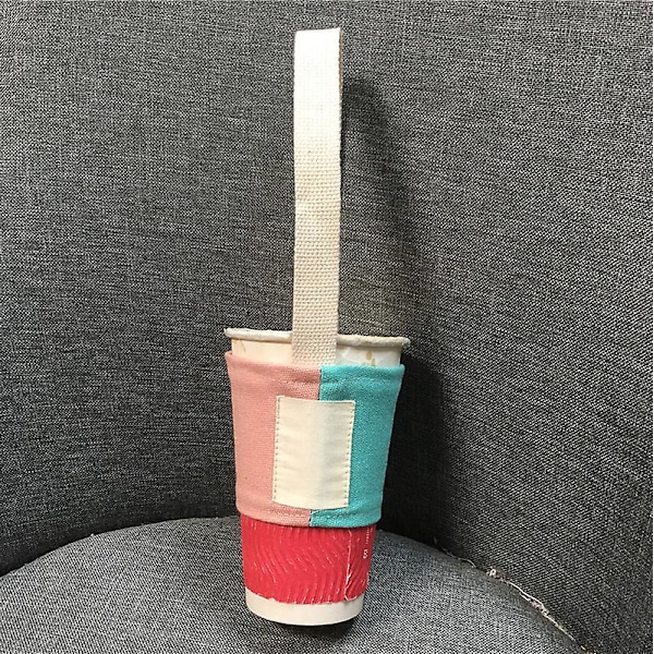 Färgkontrastskarvning Mjölktepåse Färgmatchande Mode Handhållen Koppskydd Mjölkte Liten Ficka Dryckespåse Kaffe Red and green