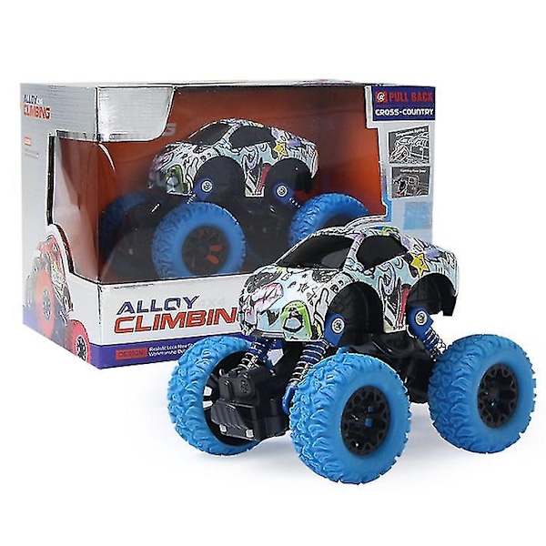 Tröghetsdriven pullback tvåhjulsdriven anti-fall terrängbil leksak i legering blue