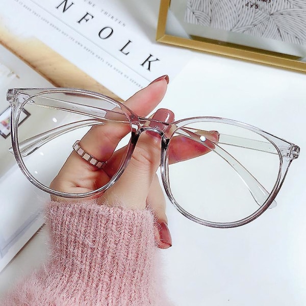 Färgskiftande Blåljusglasögon PC Retro Glasögon Mode Helbåge Glasögon För Kvinnor Män Anti Transparent Gray Frame