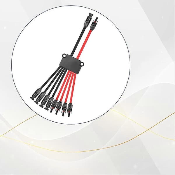 Solcellekabler 2 til 8 Y-grenkabelstik til solcellepanelkabelgrenstik Black   red