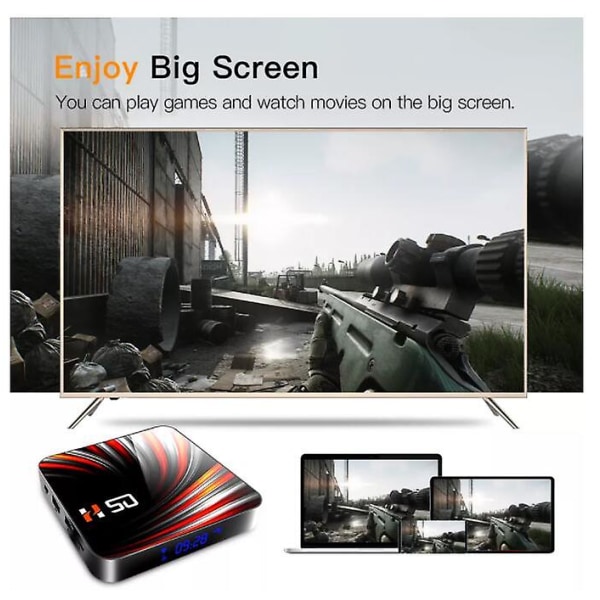 Tv-boks Android 10 4 GB 64 GB 4K H.265 Mediaspiller 3D Video 2,4 g 7 GHz Wifi Bluetooth Smart Tv-boks Dekoder EU PLUG