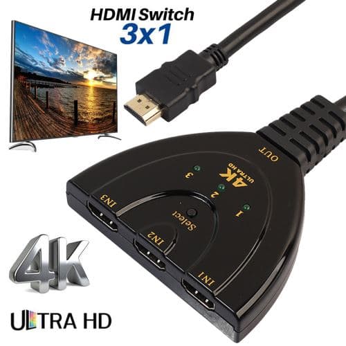 3PORT HDMI-omkopplare Splitterkabel 4K * 2K 2160p multi Switc