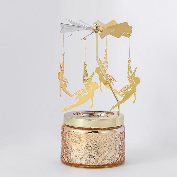 Geometrisk relief roterande ljusstake Utsökt doftljusdekoration för vardagsrummet Golden Magic Fairy