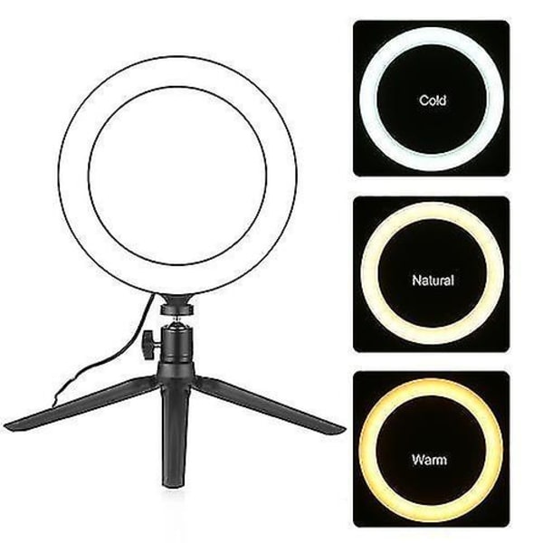 8-tums Ring Light med Stativ Roterbar Selfie Smink Ringlampor