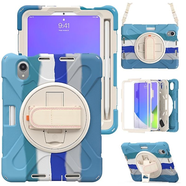 Nettbrettveske for iPad Air 4 2020 10.9'' med skulderstropp Multi Blue