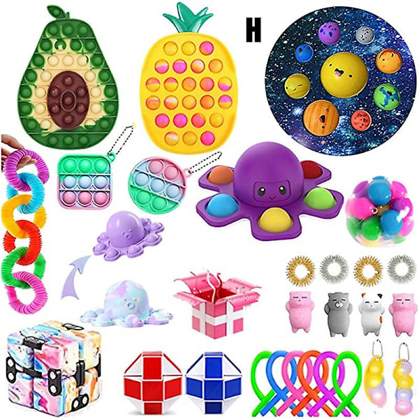 Fidget Leksaksset Sensorisk Stor Storlek Nytt Leksakspaket Trycktyp Tidig Inlärning Stress Relief Leksaker För Barn H