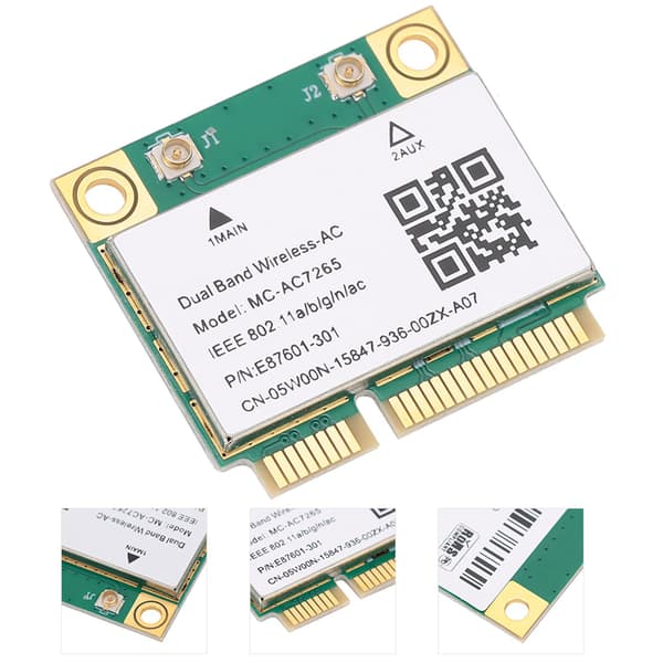 [LCS]Intel Dual Band Wireless AC 7265 Bluetooth 4.2 Gigabit Mini PCIE Netværkskort