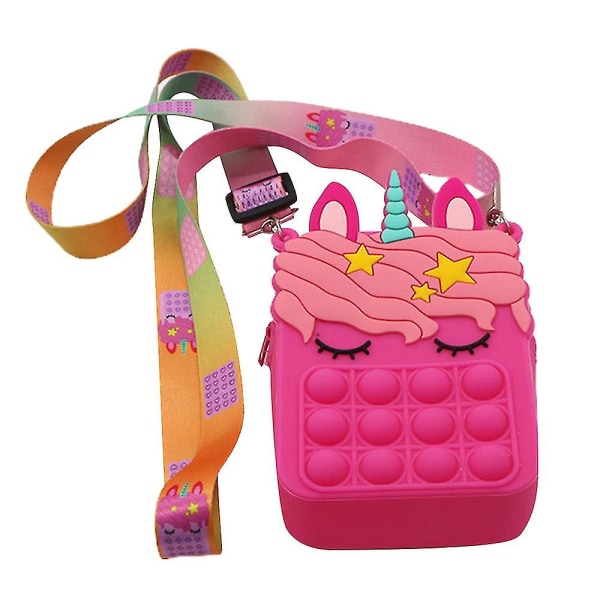 Popet Bubble Mini Messenger Väska Dragkedja Fidget Sensorisk Leksak Dekompression Rose Red