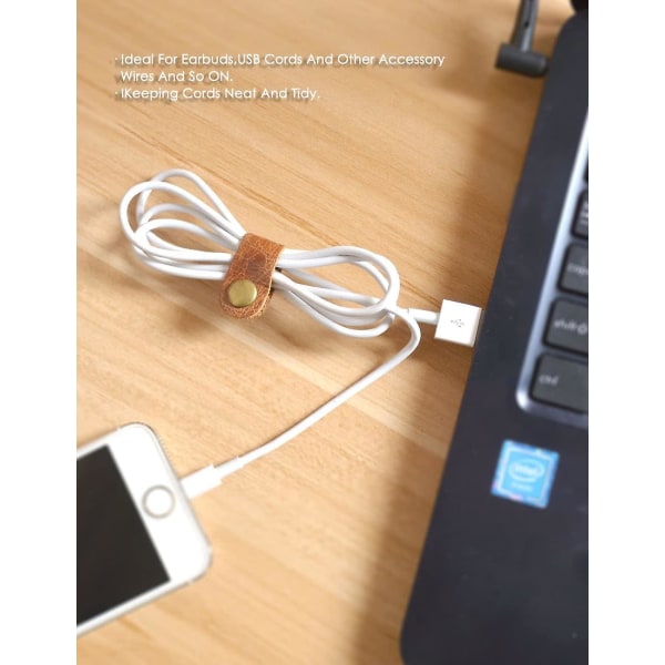 Organizer USB hållare, kabelhantering, kabelremmar, case, inpackningshörlurar, headsetupprullare Cable clips 10 pack light brown
