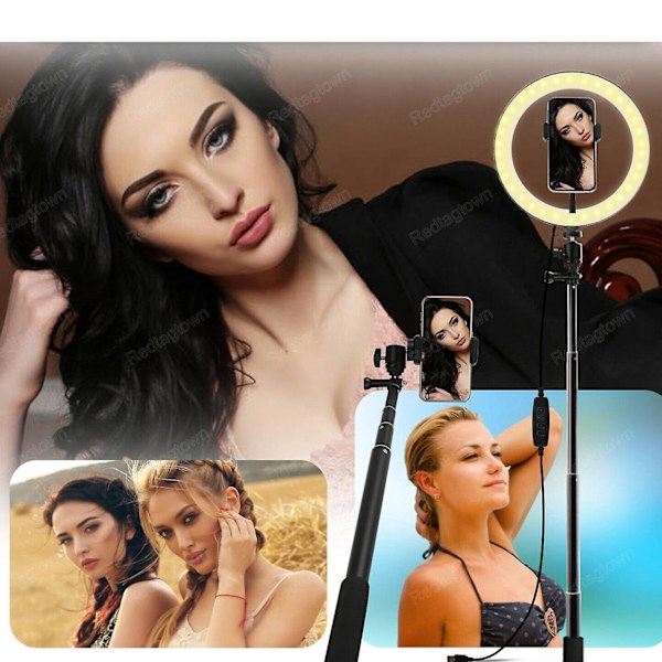 10'' Dæmpbar LED Selfie Ring Light med Stativ til Telefon Video Livestream