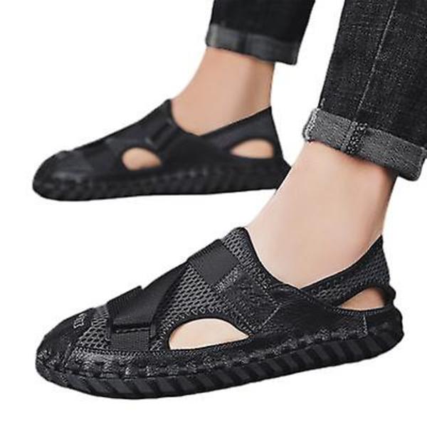 Sandaler Casual Baotou Lazy Pedal Herr Strandskor Black 41