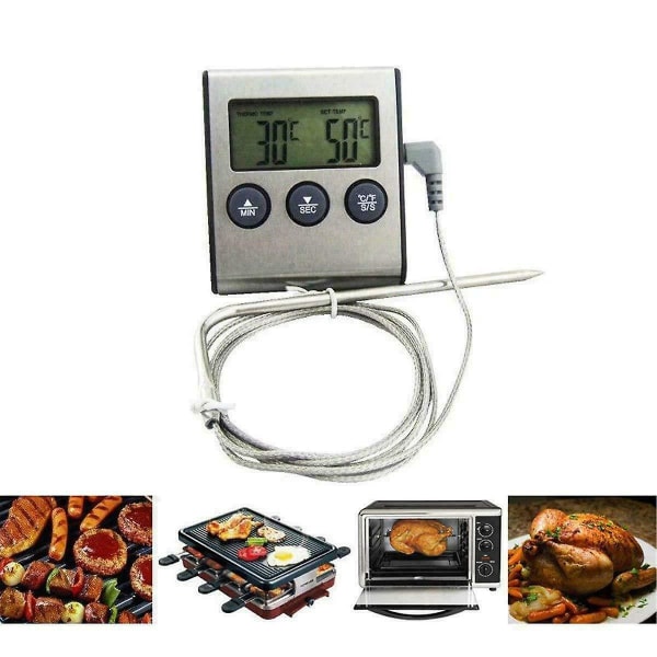 Digital Matlagning Kötttermometer För Grill Ugn BBQ Timer Sond