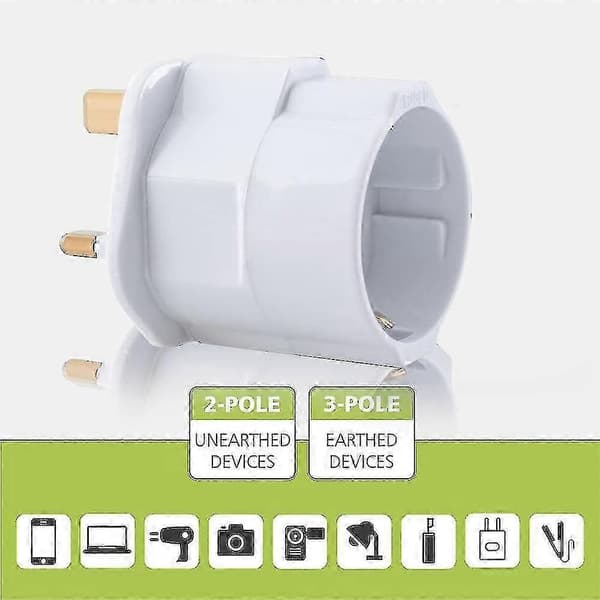 2x reiseadapterplugg for England - reiseplugg strømadapter EU til stikkontakt - reiseplugg White