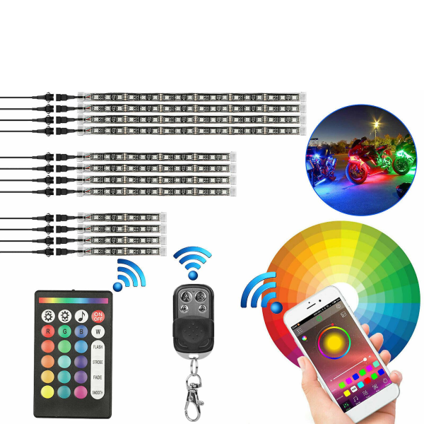 Rgb Motorsykkel Led Lys Under Neonstripe Bluetooth App Kontrollsett