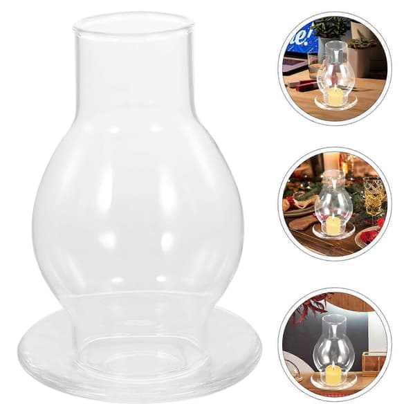 Glass Lysestake Sett Gjennomsiktig for Dekor 2 Sett Elegant Design