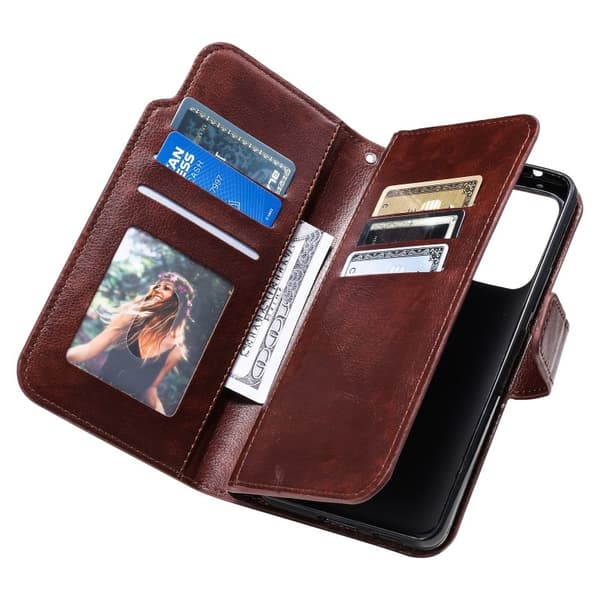 [LCS]Samsung A53 5G Praktisk Pung Etui med 12-rums Array V4 - Brun Brun Brown