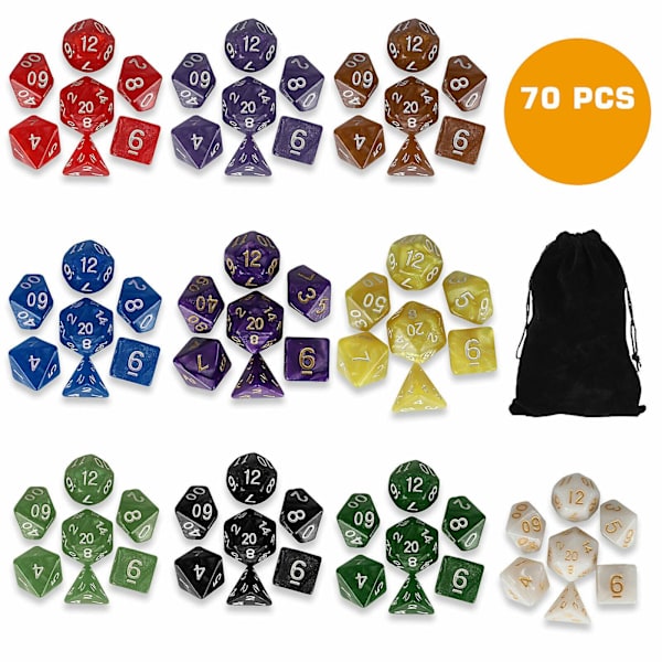 70 st Polyedriska Tärningar Set Kompatibelt med Dungeons & Dragons Dnd Mtg Rpg D4-d20 Spel
