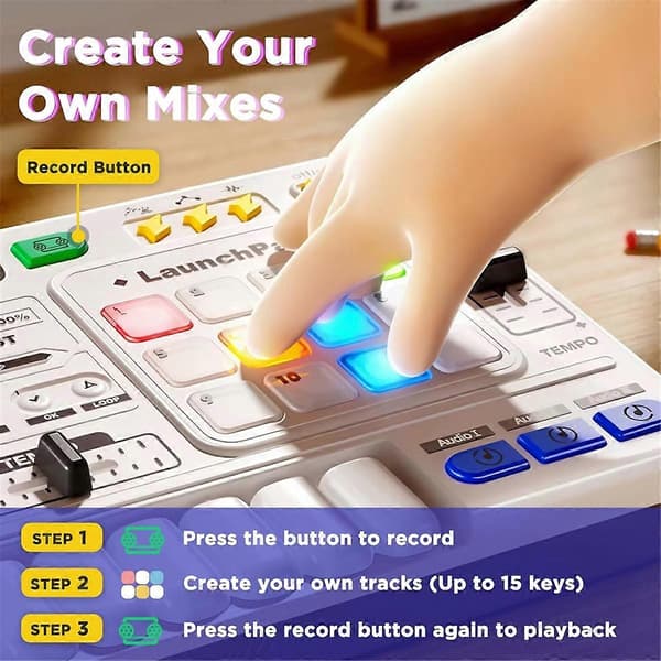 [LCS]DJ Mixer Legetøj med Karaokemikrofon til Børn 3-6 År White