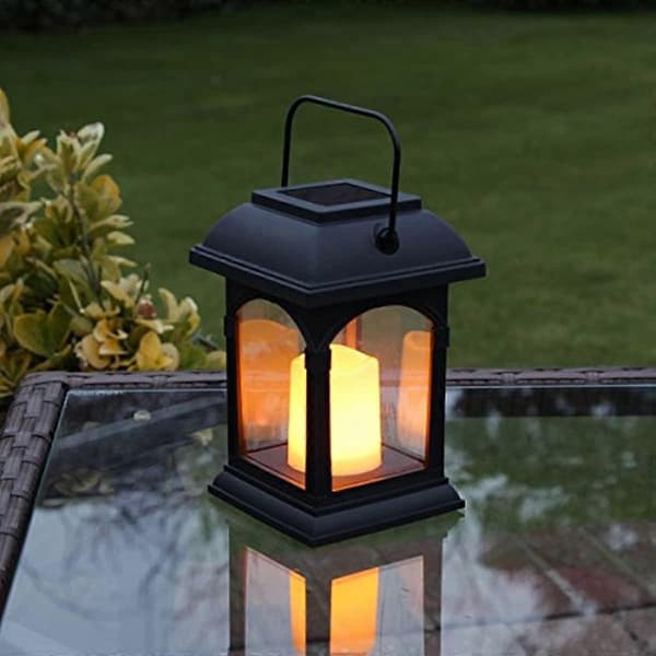 [LCS]15 cm LED flimrende effekt solcellelanterne og stearinlys (inkluderer genopladeligt batteri)