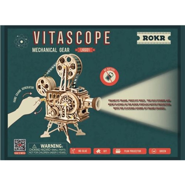 Robotime vitascope 24,5 cm i trä, modellbyggsats 183 delar