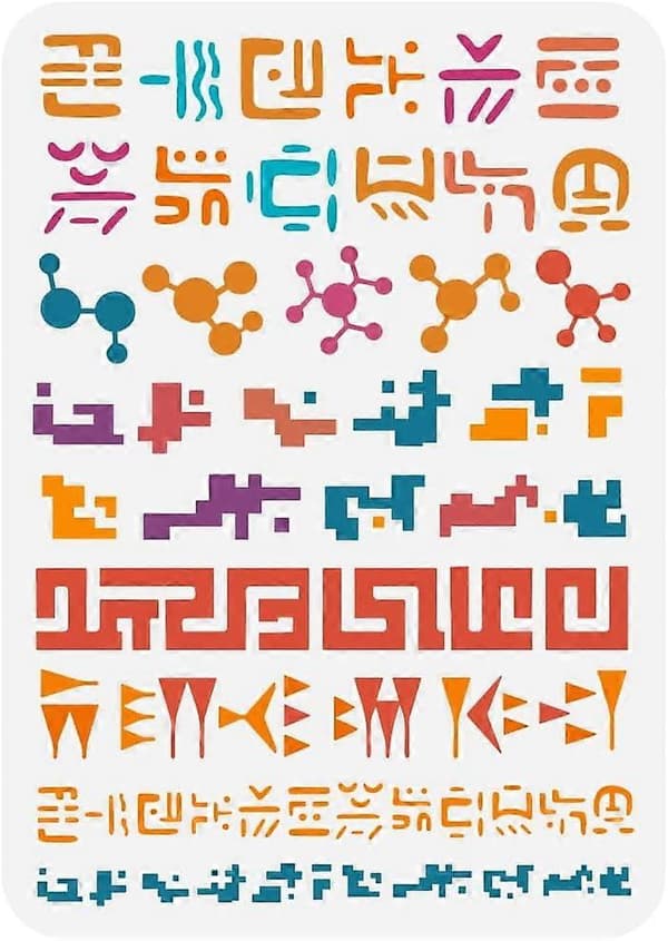 [LCS]Alien Languages Painting Stencil 8.3x11.7inch Geometry Border Stencil Alien Text Border Stencil