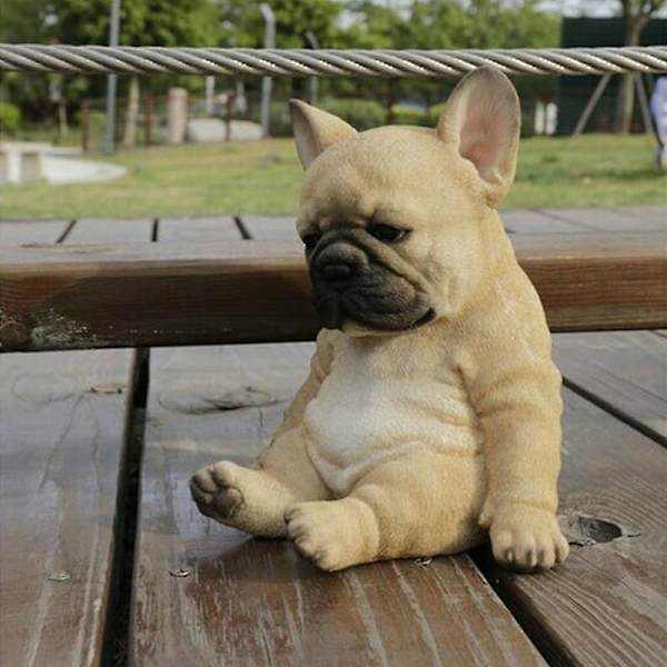 Sovende Fransk Bulldog Hvalpe Statue Resin Plæneskulptur Super Sød Have Gård Dekoration B
