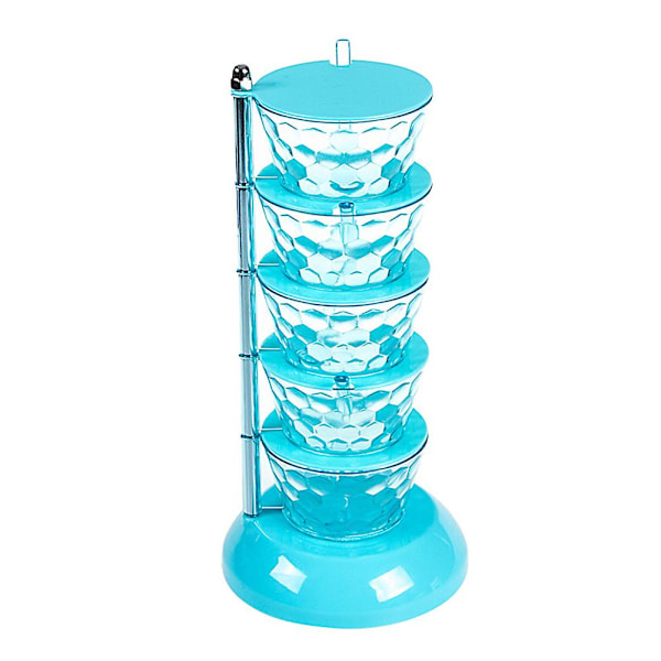 Vertikal Krydderiboks Roterende Krydderiboks Vertikal 5-lags Krydderikrukker Hjemme Krydderikrukke Blue 5 Layer