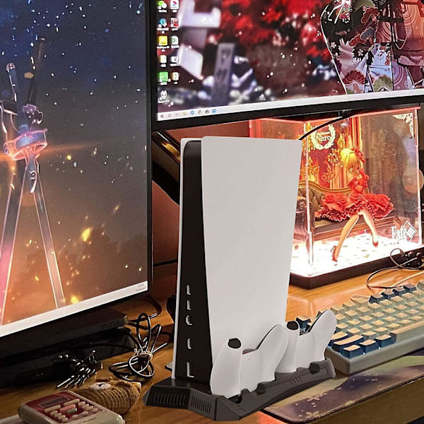 Pystyteline jäähdytystuulettimella, yhteensopiva PS5-konsolin ja Playstationin kanssa