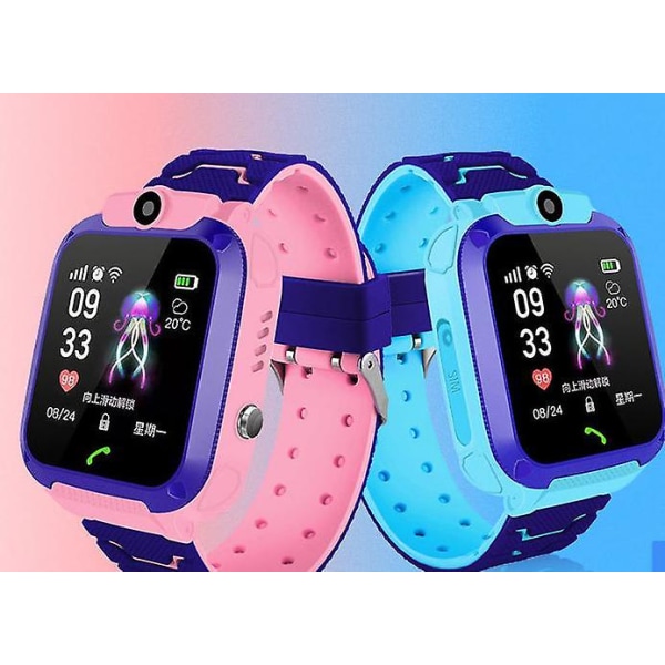 Smart Klocka SOS Telefonklocka Smartwatch För Barn Med SIM-kort Foto Vattentät IP67 Barnpresent (blå)