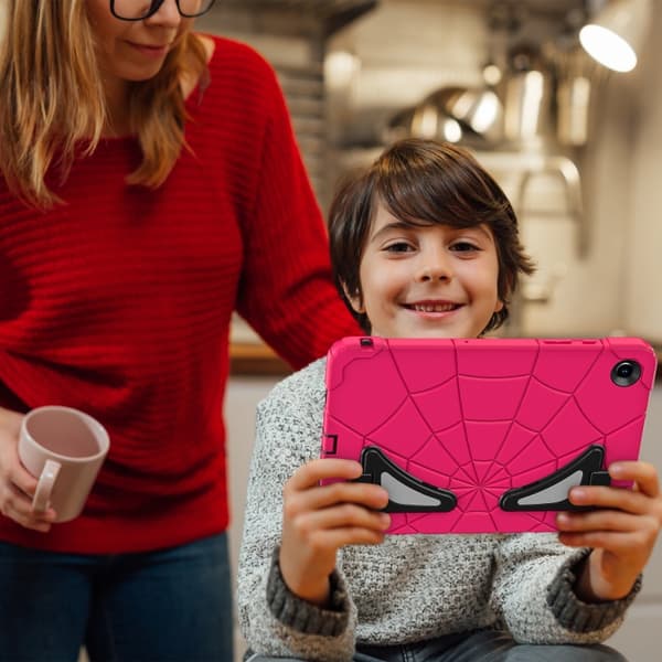 [LCS]Samsung Galaxy Tab A9+ / A11+ Spider Silikon Hybrid PC Støtsikkert Deksel Jordgubbssvart