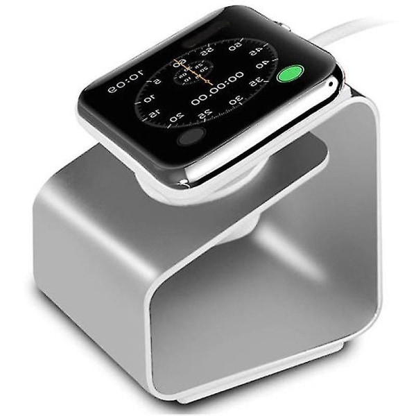 Bärbart aluminiumställ för Apple Watch Laddningsstation Dock trådlöst silver