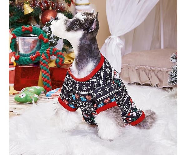 [LCS] Hund Kat Juleprintet Pull-over Kæledyrstøj Til Hvalp SANTA L