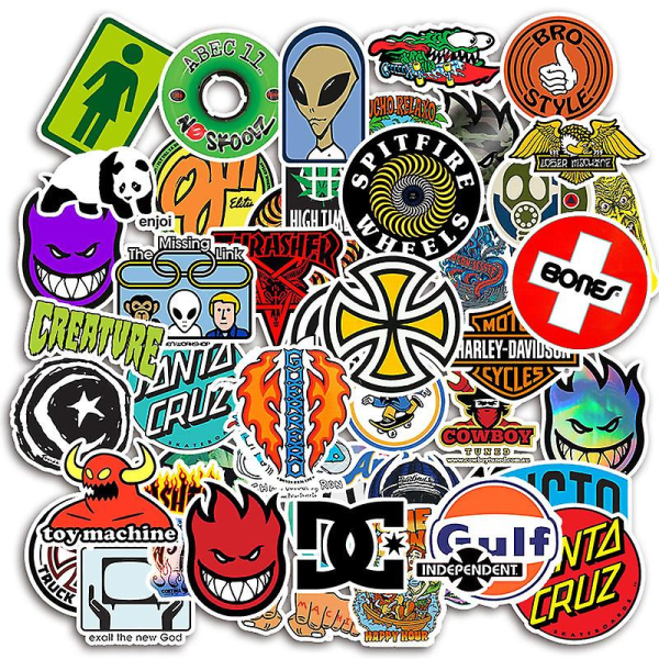 50 st skateboard modemärke logotyp vattentät klistermärke