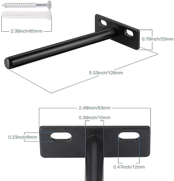 [LCS] 4-pack Floating Shelf Bracket, Invisible Metal Shelf Bracket, Heavy Duty Concealed Shelf Bracket, Invisible Wood Shelf Bracket 10mm