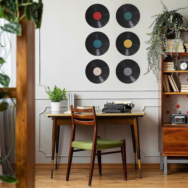 Record Decor Vinyylilevyseinätarrat sisustukseen, 8 kpl pakkaus