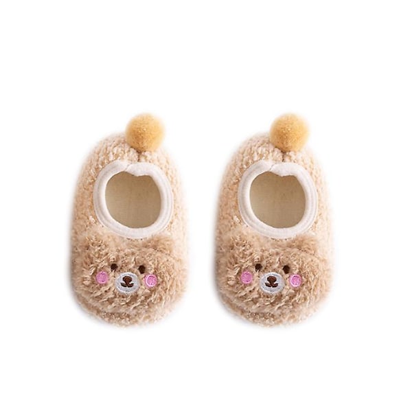 Baby Småbørn Anti-slip Fuzzy Sutsko Gulv Åndbare Tykke Sko Strømper khaki 12-24months