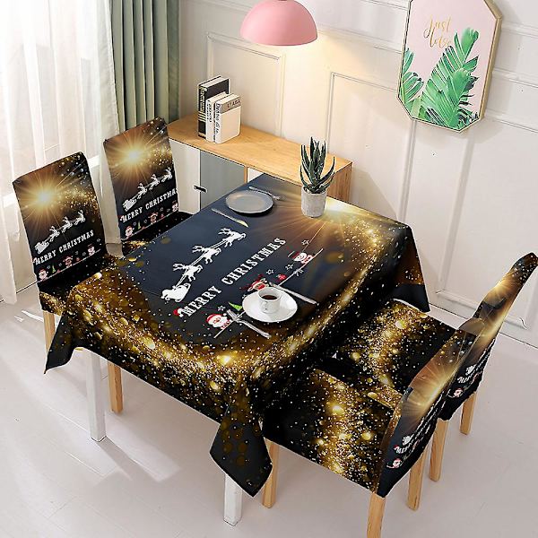 Nyår God Jul Duk Stolsöverdrag Dekorationer Flash Tablecloth 140X180cm