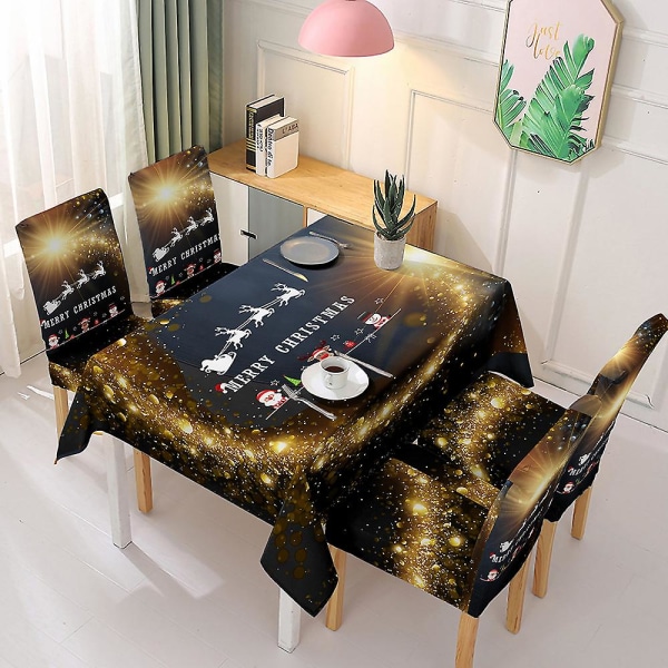 Nytt år god jul bordsduk stol cover dekorationer Flash Tablecloth 140X210cm