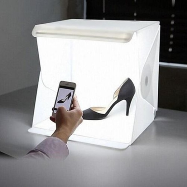Mini Foldbart Fotostudie LED Belysning 24.5 * 23.8 * 22.3cm Whi