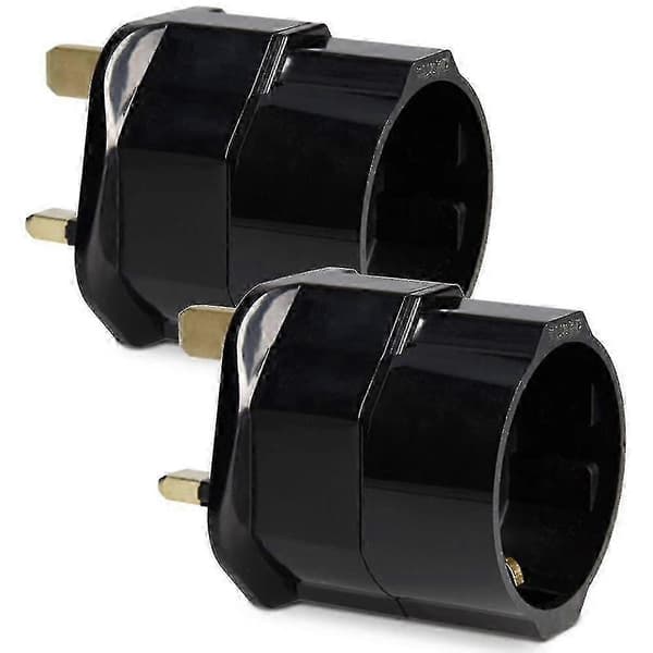 2x reiseadapterplugg for England - reiseplugg strømadapter EU til stikkontakt - reiseplugg Black