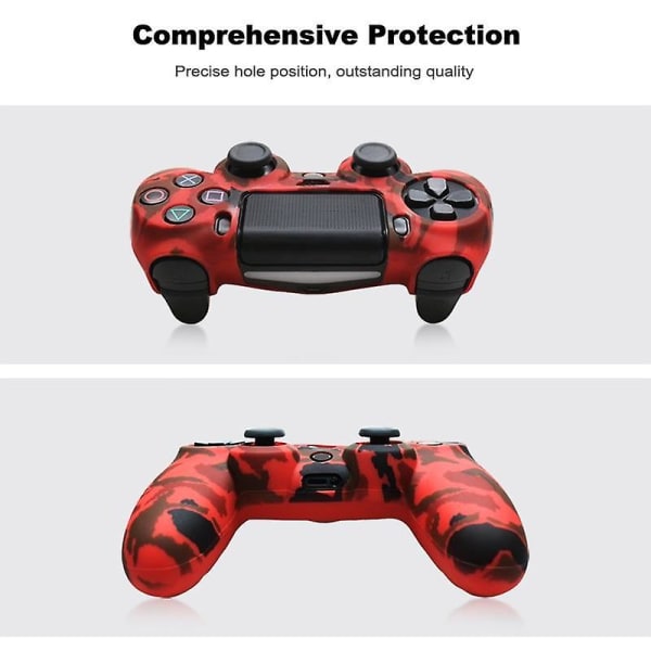 Silikongummifodral för Sony Playstation 4 PS4-kontroller, skyddsskal för PS4 Pro Slim gamepad-kontroller med tumgrepp Camo purple