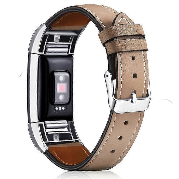 Til Fitbit Charge 2 ægte læder urrem udskiftning håndledsrem udskiftning - kaffe [MI] Multicolor Coffee