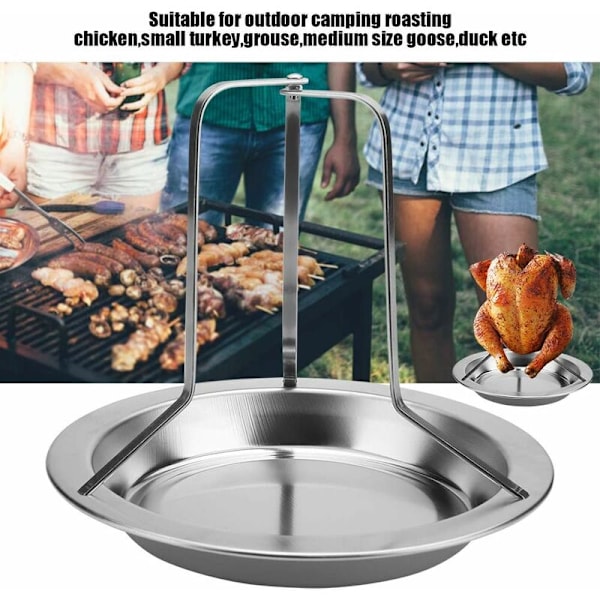 1 stk. Grønt Rustfrit Stål Stegekyllingestativ And Rotisseri Stativ Grillværktøj Sølv