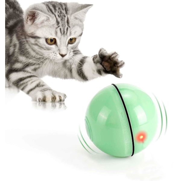 Interaktiv Kattleksaksboll Med LED-ljus 360 Graders Självroterande Boll Green