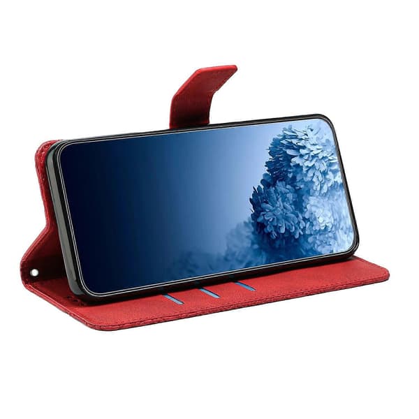 För Samsung Galaxy S21+ 5G Mandala präglat flip-läderfodral Red