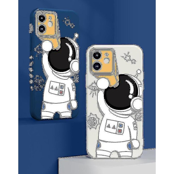 Kotelo iPhone 13:lle, astronauttikuvio, iskunkestävä pehmeä nestemäinen silikonikotelo WHITE iphone13 mini