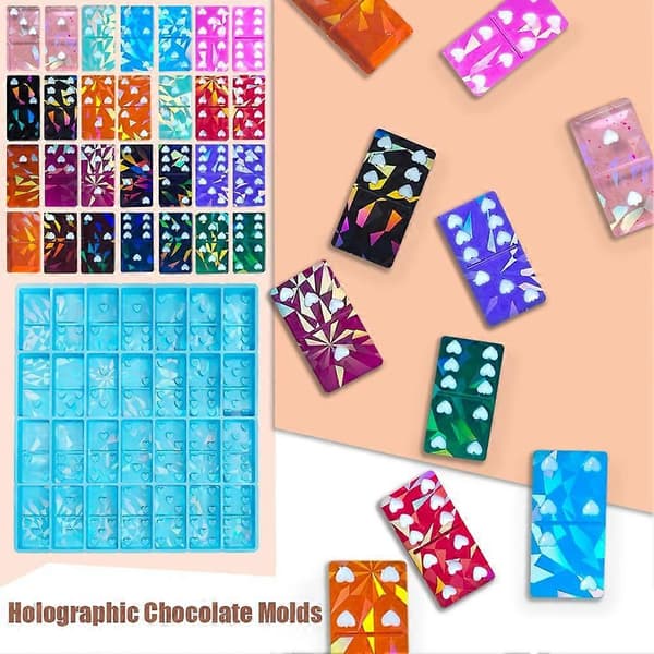 Holografiske chokoladeforme harpiks silikone dybe tykke forme til genbrug Blue