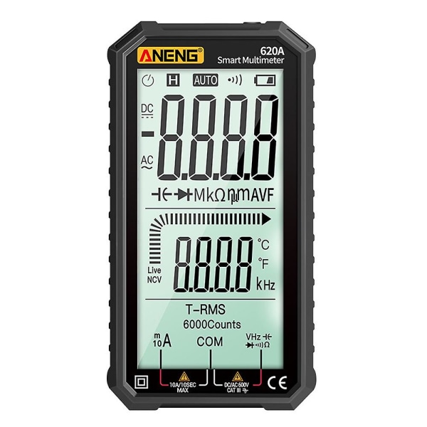 Digital Smart Multimeter Transistor Testare Auto Elektrisk Kapacitans Meter Temp Resistance Black